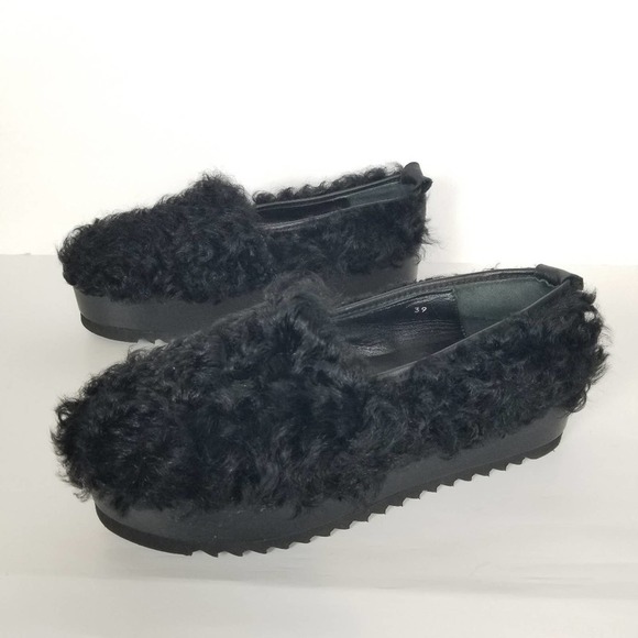 BALDAN mongolian lamb black leather platforms, size 39 - Picture 2 of 8